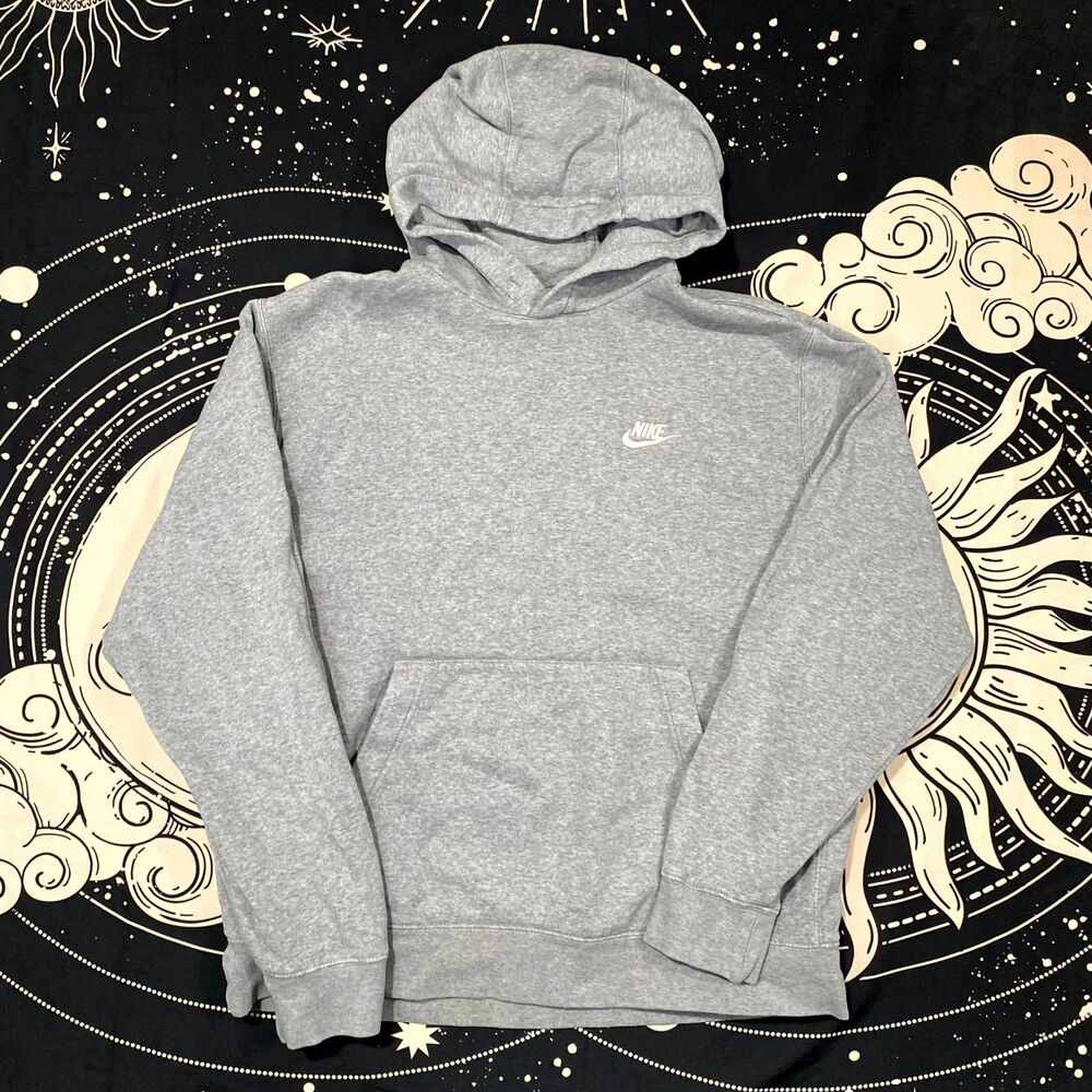 Nike Club Hoodie Men's L Gray Fleece Lined Sweatshirt Activewear Gym Workout